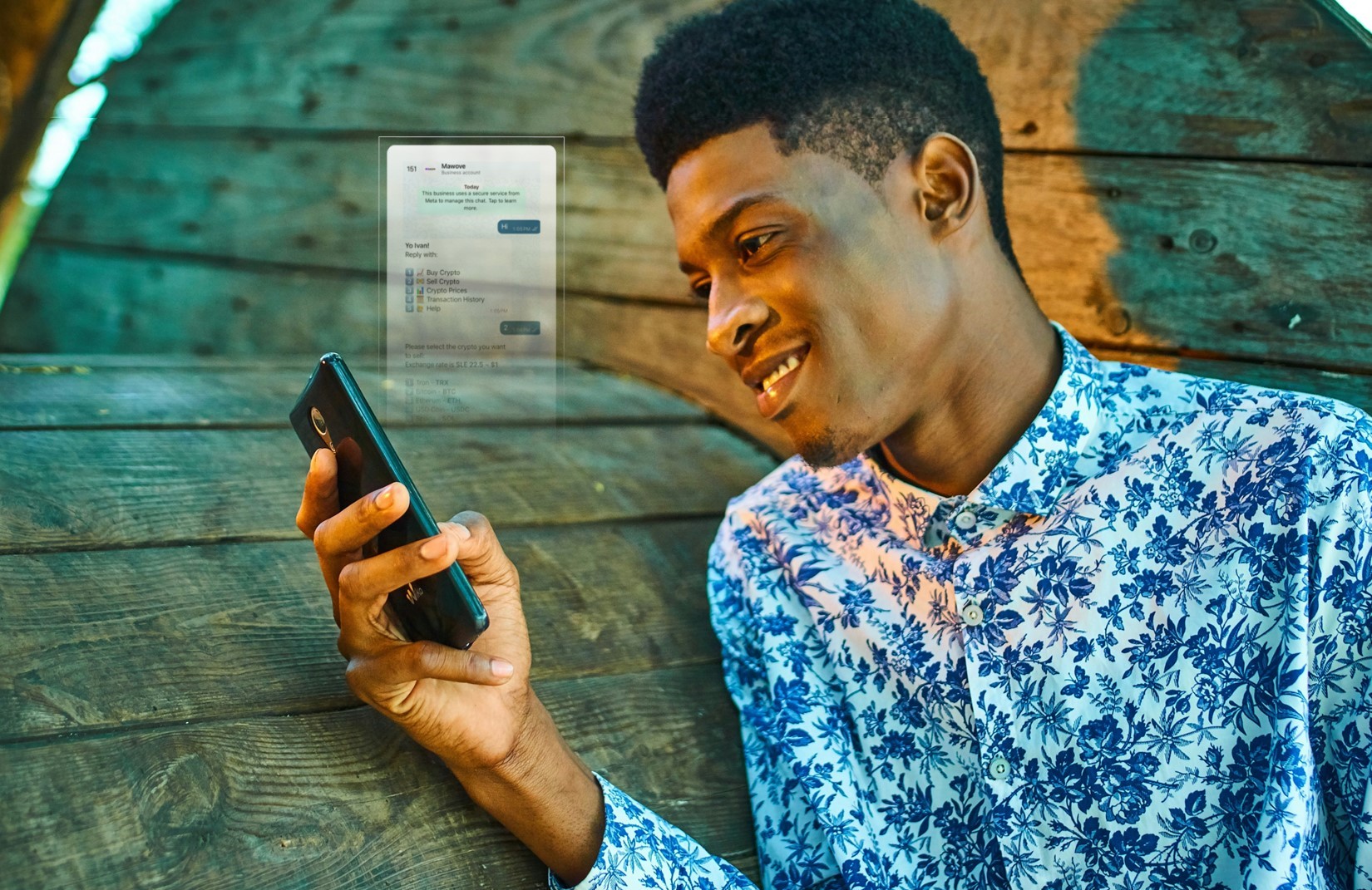 Happy user with phone